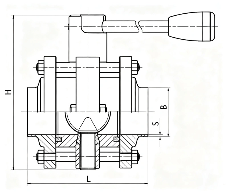 Sanitary Pneumatic 2-Piece Butterfly Valve