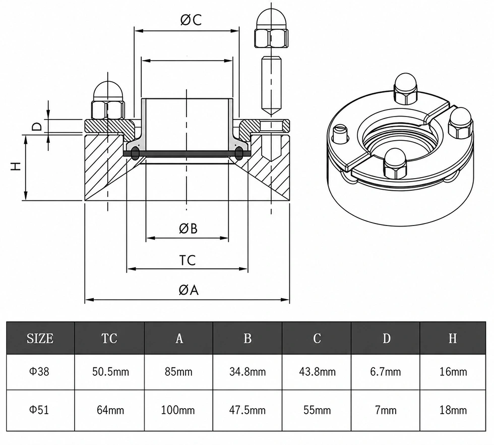 Sterile Stainless Steel Tank Flange